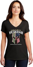 Maglietta da donna USA guerra del Golfo veterano invecchiata casco tri misto scollo a V