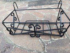 PORTAVASO ANTICO FIORIERA DA BALCONE IN FERRO BATTUTO CON GANCI RINGHIERA