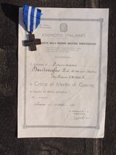 DIPLOMA E MEDAGLIA A CROCE AL MERITO DI GUERRA PARTIGIANO COMB BRIGATA CUMER WW2