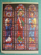 Francese Cathedral Vetrata Vetro Finestrino Stampa ~ Apostles Peter Paul & John