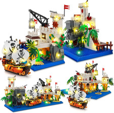 Nave Pirata Mattoncini Costruzioni, 3 in 1 Castello Pirata Con Luce a LED, 2461 