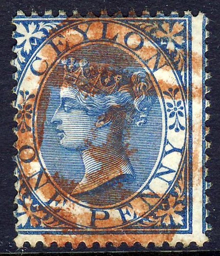 Ceylon 1868 penny blu - qv,