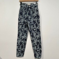 Jeans donna Fiorucci monogramma taglia 25 blu jacquard denim di design