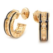 BVLGARI Orecchini Traforati B-zero1 Lucchetto 357567 Borchie Oro 750RG Ceramica Nera