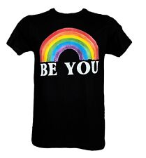 T-Shirt Be You LGBT Nera Modello da Uomo, Stampa Diretta su tessuto