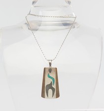 Vintage Astratto Moderno Argento Intagliati Gemme Collana Los Castillo