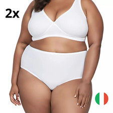 Intimo da donna TAGLIE FORTI set 2 mutande vita alta  slip cotone elasticizzato