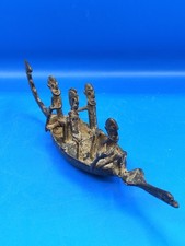 Collectible antique African Mali Dogon bronze crocodile spirit boat