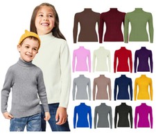Maglione girocollo polo a costine bambina nuovo bambino maglia manica lunga ragazzo 5-13 anni