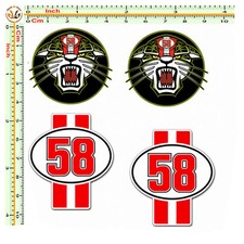 58 tigre Marco simoncelli sticker adesivi auto moto casco print pvc 4 pezzi