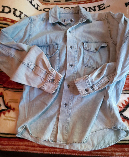 Camicia denim blu etichetta - denim,