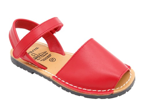 Sandali bambino rosso pelle