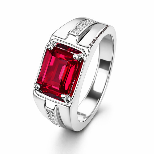 Anello granato rosso argento