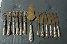 Antico set di posate da dessert Solingen in Ottone ed Argento