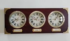 Orologio da parete Legno/Ottone con fuso orario 35x14cm