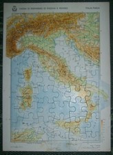 PUZZLE CARTINA GEOGRAFICA ITALIA FISICA VINTAGE GIOCO DIDATTICO VINTAGE