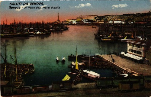 Cartolina cpa genova porto - cpa, il