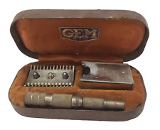 Set da viaggio rasoio di sicurezza vintage GEM con lame e custodia bordo singolo MCM kit da barba