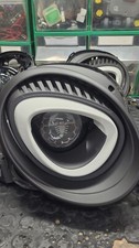 Fari Fiat 500/595/695 Abarth nero opaco con logo anabbaglianti e abbaglianti FM