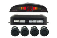 Kit 4 Sensori Parcheggio Auto Neri Display LED Allarme Sonoro 12V Verniciabili