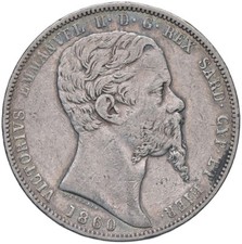 r74_200) SARDEGNA Vittorio Emanuele II (1849-1861) - 5 Lire 1860 T RR