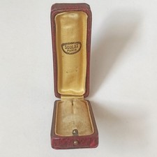 Antica scatola per gioielli "Soulat Paris" in pelle vintage primo 1900s