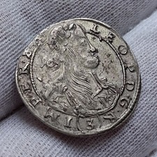 Germania Boemia Leopoldo I 3 Kreuzer 1670 Argento G 1.74 Rara Ottima Lotto 