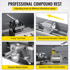 Tornio per Metallo 750 W 220 V Tornio 3000 Giri/Min Tornio per Metallo