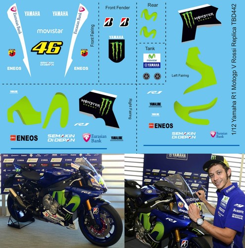 Decals per yamaha r1 m - 1/12,