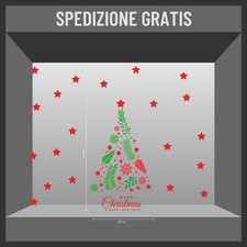 vetrofania adesivi vetrofanie addobbi albero di natale vetrine negozio bar b0173