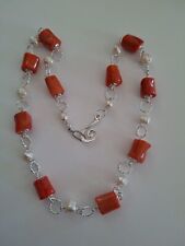 Collana a catena perle coltivate mm8-9 e corallo rosa Lunga cm60 Invio x raccom.