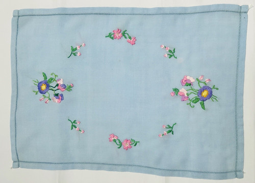 Tovaglia piccola blu - , ricamata