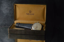 REVUE RARE ANGELUS 215 OVERSIZED (38MM) 18K GOLD CHRONOGRAPH WATCH MONTRE + BOX!