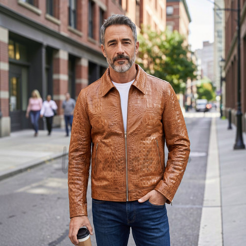 Giacca pelle cognac da - pelle,