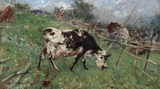 Oil painting cow cattle art
