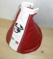 FIAT 500 CUFFIA leva cambio IN VERA PELLE ROSSA con RICAMO