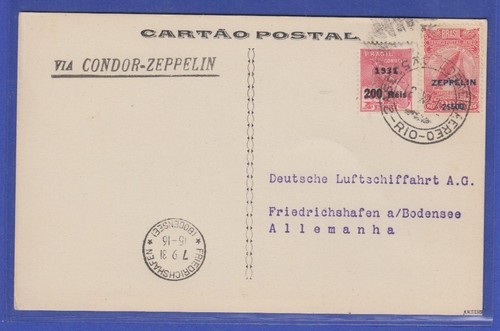 Brasile cartolina zeppelin via - cartolina,