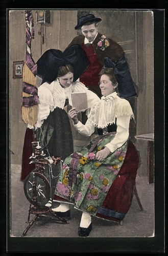 Cartolina due donne - due, uomo