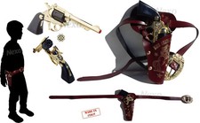 Pistola Giocattolo Cowboy West Revolver in Metallo 8 Colpi Cinturone Fondina 