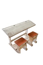 Banco scolastico vintage anni ’50 in legno arredamento industriale retrò