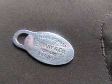 Vintage Sterling Silver Return To Tiffany & CO  New York Oval Tag Pendant