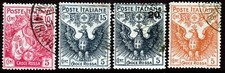 Regno - 1915/1916 - Croce Rossa - serie usata - Sassone nn.102/105
