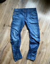 G Star Arc 3D Slim Tapered Jeans Mens W36 L32 Blue Denim Zip & Button 36 x 32