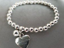  ?❤?BRACCIALE DONNA ACCIAIO ARGENTO CHARMS CUORE ELASTICIZZATO. ?❤