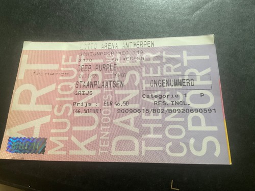 Deep purple concert ticket - deep,