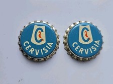 Coppia Di Tappi A Corona Inutilizzati D'epoca Birra Cervisia I.B.i. Marchio Sov