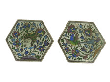 CERAMICA ANTICA ASIA PIASTRELLE OTTAGONALI DIPINTE A MANO PIASTRELLA B3