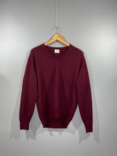 Maglione WILLIAM LOCKIE uomo 100% LANA DI AGNELLO GEELONG SCOZZESE BORDEAUX SCOLLO A V 50