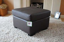 Pouf poggiapiedi in vera pelle marrone scuro NUOVO