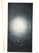 Grande quadro verticale TRAPASSO olio su tela 77x150 cm Giovanni Cinelli